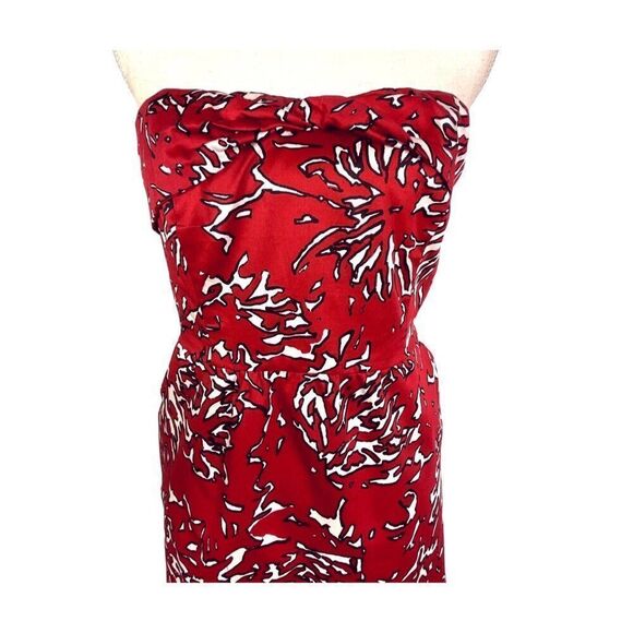 The Limited Strapless Red, Black & White Coral Print Dress Size 6, Pockets, Line - Picture 6 of 14